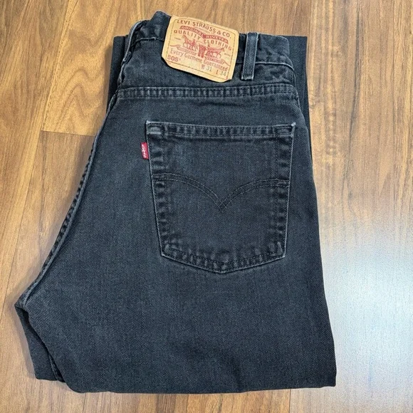 Vintage Levi's 505 Regular Fit Charcoal Straight Jeans Size W31 L34 - Picture 13 of 13